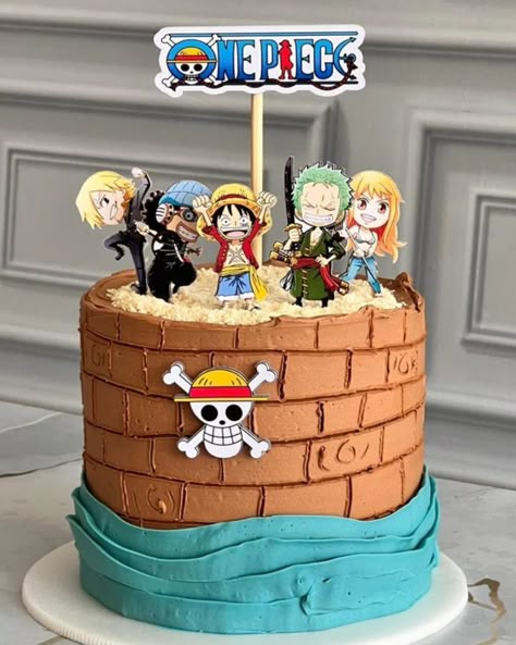 One Piece ☠️ Gateau One Piece, One Piece Decoration Party, One Piece Torte, One Piece Cake Ideas, One Piece Theme Cake, One Piece Cake Design, One Piece Birthday Cake, One Piece Anime Cake, One Piece Pastel