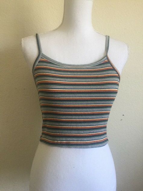 70s Fashion Summer, Striped Tank Top Outfit, Thrifty Clothes, 70s Tank Top, 2000s Tank Top, 80s Tops, 80s Tank Top, 90s Tank Top, Retro Tank Top