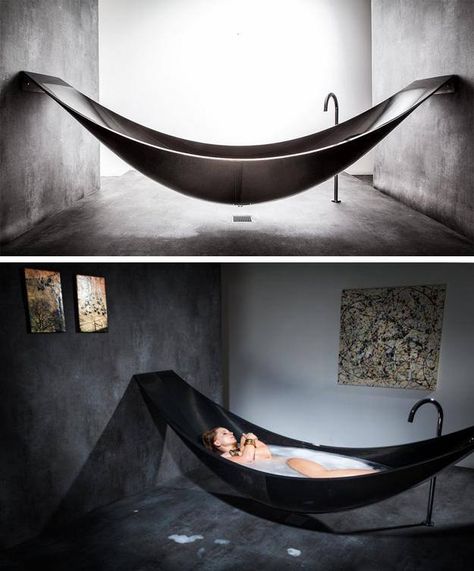 Hammock bathtub... Basically the coolest thing I've ever seen Hammock Bathtub, Hammock Bath, Dream Bathrooms, Dream Bathroom, Beautiful Bathrooms, Design Case, Bathroom Inspiration, 인테리어 디자인, تصميم داخلي