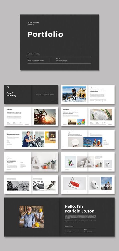 Minimal Portfolio Template by PixWork Project Overview Design, Portfolio Design Minimalist, Unique Portfolio Design, Minimalist Graphic Design Portfolio, Minimalist Portfolio Design, Minimal Portfolio Design, Creative Portfolio Design Layout, Portfolio Black And White, Minimalistic Portfolio