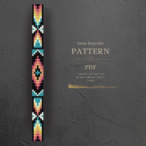 This downloadable PDF pattern guides you in crafting a stunning Miyuki Delica loom bracelet. No physical product will be shipped. What's Included: Clear pattern preview Comprehensive bead list (color numbers, names, and quantities) Detailed graph (lettered and colored) Easy-to-follow word chart Important Notes: Basic loom beading knowledge is required. This pattern is for personal use only. Selling the pattern or finished products made from it without giving credit is prohibited. Ready to start Loom Beading Necklace Patterns, 7 Bead Loom Patterns, Loom Beading Patterns Free Native Americans, Native American Bracelets Pattern, Bead Loom Bookmark, Bead Loom Patterns Native, Seed Bead Loom Patterns Free, Bead Loom Bracelets Patterns, Beaded Loom Bracelets