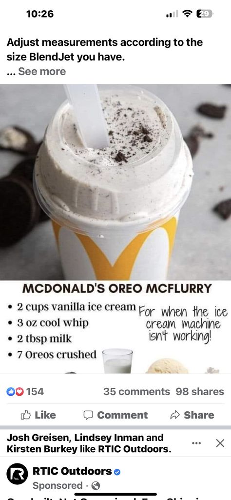 Mcflurry Recipe, Mcdonalds Copycat Recipes, Oreo Mcflurry, Mcdonalds Ice Cream, Mcdonalds Recipes, Best Party Food, Ice Cream Machine, Recipe Organization, Recipes From Heaven