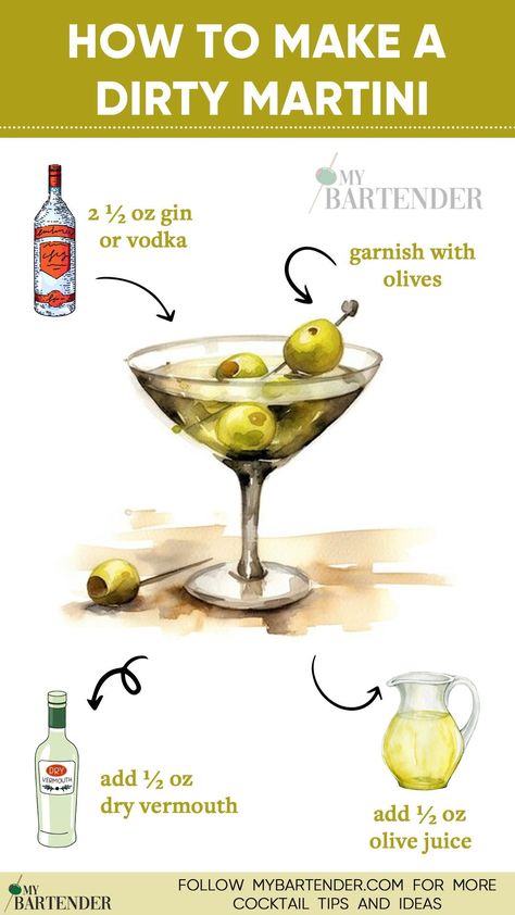 Embrace the bold sophistication of a Dirty Martini! 🌿✨ Blend premium gin or vodka with a splash of briny olive juice for a perfectly balanced sip. Garnish with plump olives for the ultimate savory touch. Elevate your at-home mixology experience and enjoy the allure of a perfectly crafted Dirty Martini. Cheers to bold flavors and timeless elegance! 🌟🍹 #DirtyMartini Olive Martini Recipe, Dirty Martini Recipe With Gin, Gin Martini Recipes Dirty, Gin Martini With A Twist, Martini Party Appetizers, Big Batch Martini Recipe, Filthy Martini Recipe, How To Make A Martini, Gin Martini Recipes