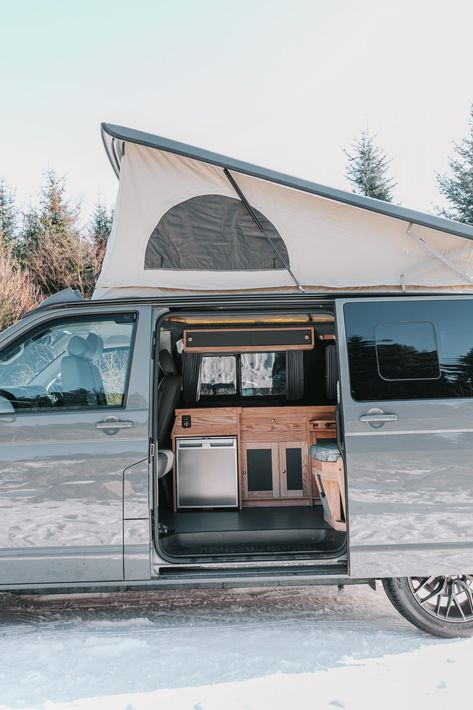 Bespoke Built Transporter T6.1 SWB in Pure Grey | Quirky Campers T6 Camper Conversion, Campervans For Sale, Quirky Campers, Pop Top Camper, Campervan Hire, Water Tanks, Linoleum Flooring, Bed Springs, Volkswagen Transporter