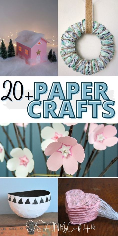 A round up of 20+ creative and cool paper crafts you'll want to try this year! Paper Crafts Gifts Ideas, Card Stock Crafts Diy, Giant Paper Flower Tutorial, Cardstock Crafts, Small Crafts, Sew Projects, Sweet Paper, Diy Projects For Beginners, Cool Paper Crafts