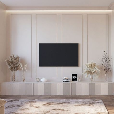 30 ideias de rack para sala de tv com painel Tv Fal, Tv Cabinet Design, Wainscoting Panels, Tv Room Design, Tv Wall Design, Living Room Design Decor, Tv Decor, Home Design Living Room, Living Room Tv Wall