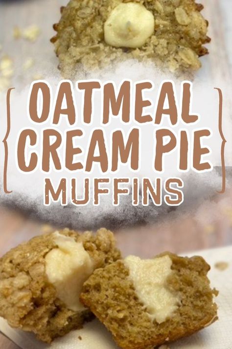 oatmeal cream pies muffins Oatmeal Bake Muffins Breakfast Muffins Recipes, Fall Baked Goods, Muffin Ideas, Sweet Puff Pastry, Brunch Pastries, Oatmeal Cream Pie, Oatmeal Pie, Easy Summer Dessert Recipes, Pie Muffins