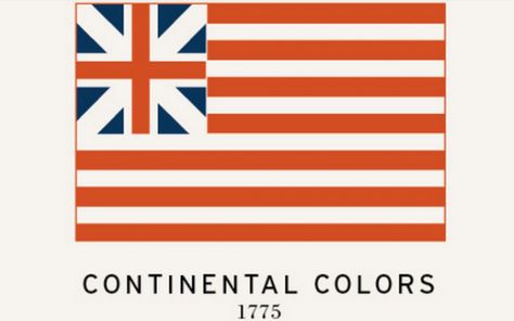 The Continental Colors flag (also known as the Grand Union flag) is considered the first flag of the autonomous colonies. As the flag of the revolution, it bears 13 stripes and the red cross of St. George of England. American And British Flag, United Nation Flags With Name, Colonial Fashion, European Union Flag, American Revolution Battles, Red And White Flag, Military Flags, Confederation Of America Flag, Pop Chart