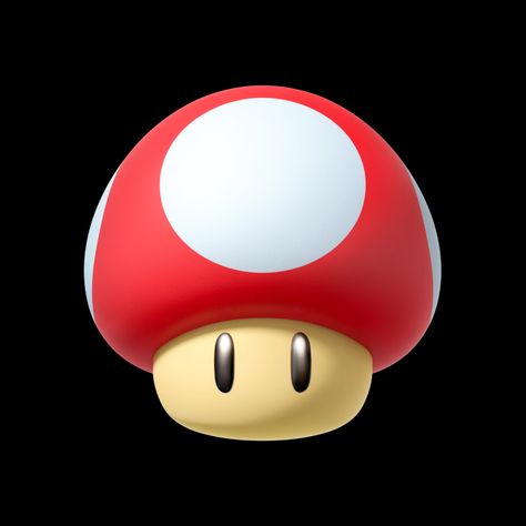 Mario Mushroom Black Background, Super Mario Bros Mushroom, Mario Kart Mushroom, Mushroom From Mario, Power Up Mushroom Mario, Super Mario Toad, Toad Mario, Y2k Icons, Mushroom Kingdom