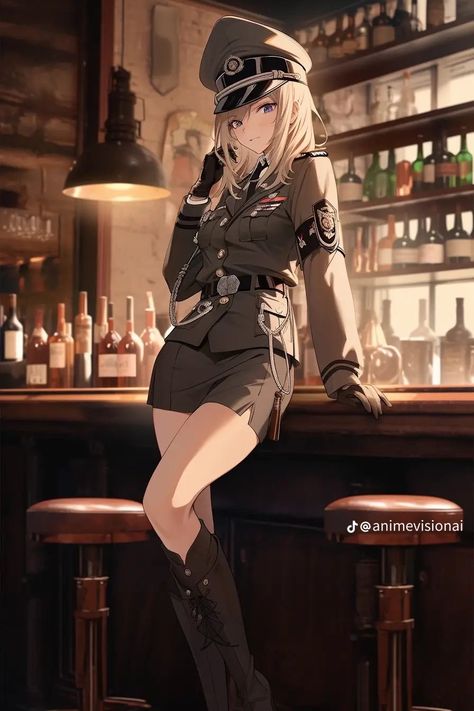 Russian Anime Character, Anime Army Uniform, Military Anime Woman, Anime Soldier Woman, Anime Military Female, Anime Military Uniform, German Anime, Ww Girl, Russian Anime