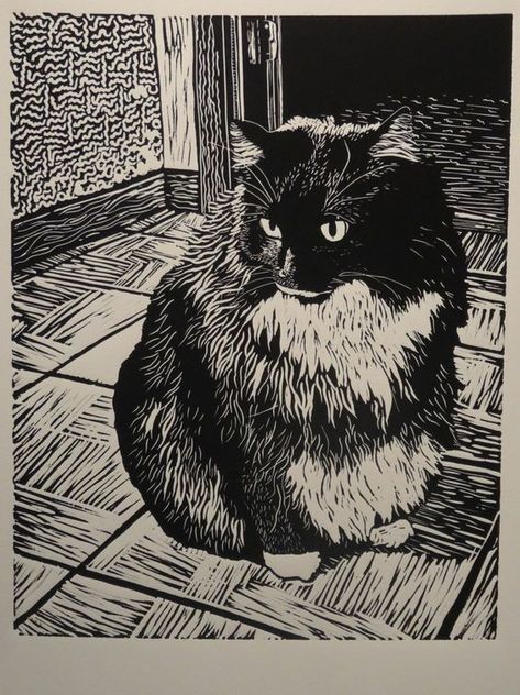 Linocut Printmaking, Lino Art, Linocut Art, White Drawing, Printmaking Art, Woodcuts Prints, Arte Inspo, Cats Illustration, Wood Engraving