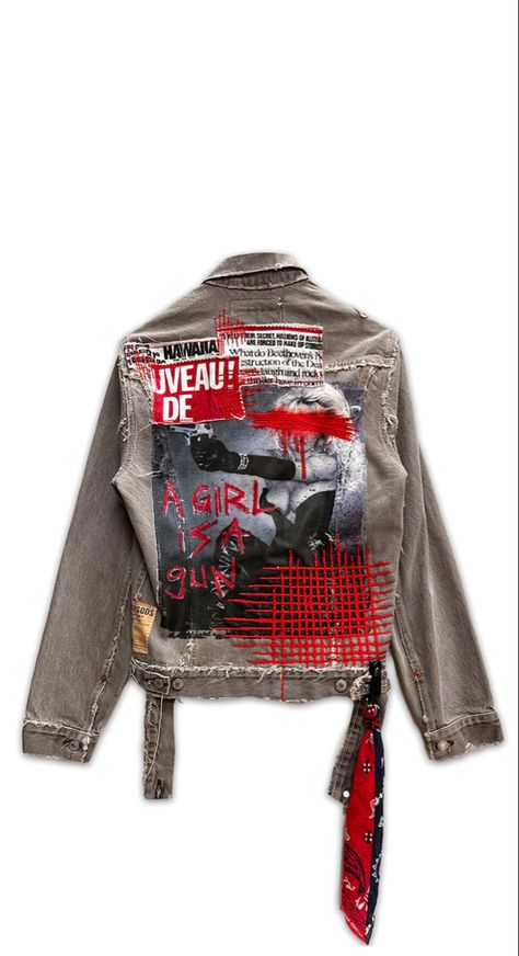 Dust Of Gods, Gods Artwork, Jacket Diy, Painted Clothes Diy, Unique Clothes, Machine Stitching, Custom Denim Jacket, Battle Jacket, Painted Denim Jacket