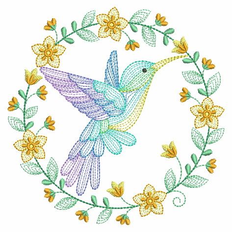 Hummingbird Wreath | OregonPatchWorks Heirloom Embroidery, Quilt Stencils, Watercolor Hummingbird, Hand Stitches, Rose Quilt, Hummingbird Art, Halloween Silhouettes, Spring Projects, Floral Baskets