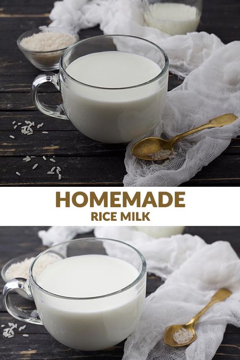 How To Make Rice Milk Recipes, Rice Milk Recipe Homemade, Homemade Rice Milk, How To Make Rice Milk, Diy Rice Milk, Rice Milk Recipe, Recipe For Rice, Milk Substitute, Easy Vegetarian Recipes