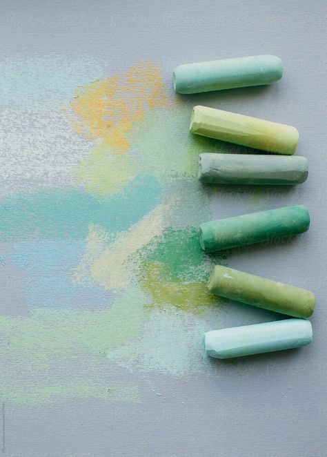 From above shot of abstract soft pastel drawing and light-green sticks on grey paper Pastel Sticks Art, Soft Pastel Drawing, Soft Pastels Drawing, Grey Paper, Bar Basement, Art Major, Green Palette, Stick Art, Tea Bar