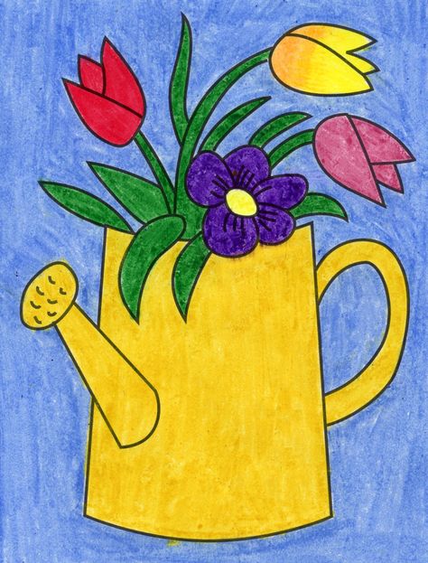 How to Draw a Bouquet of Spring Flowers · Art Projects for Kids Spring Cute Drawings, Easy Spring Drawings Simple, How To Draw Spring, Spring Drawing For Kids, Spring Drawings Ideas, Art For Kids Easy Drawing, Easy Spring Drawings, Kids Drawing Ideas Easy Nature, Easy Flower Drawings For Kids