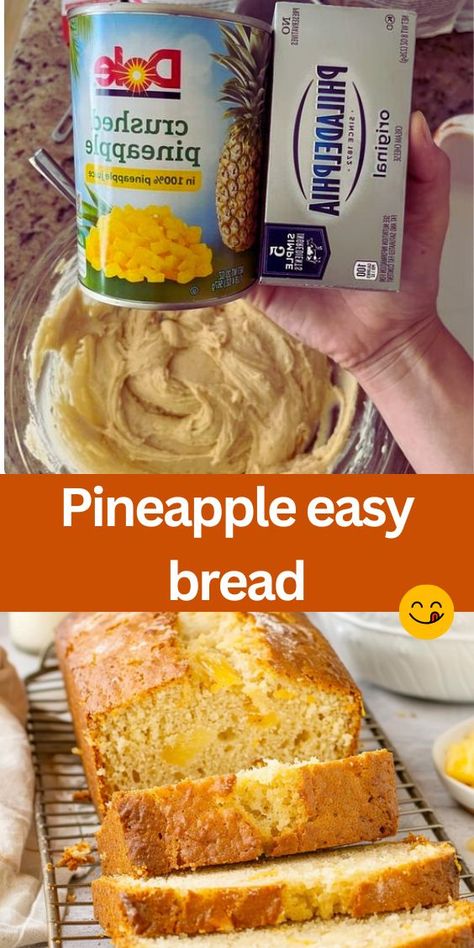 Looking for a tasty treat that's easy to make? Try our Pineapple Easy Bread recipe! Made with simple ingredients like flour, cream cheese, and crushed pineapple, this bread is moist, flavorful, and perfect for breakfast or dessert. With step-by-step instructions and helpful tips, you'll be enjoying this delicious pineapple bread in no time. Whether you're hosting a brunch or simply craving something sweet, this recipe is sure to impress. Pineapple Quick Bread With Cream Cheese, Hawaiian Banana Bread Recipe Crushed Pineapple, Moist Pineapple Banana Bread, 12 Tomatoes Recipes Pineapple Quick Bread, Quick Pineapple Bread, Pineapple Cream Cheese Bread, Hawaiian Banana Bread Recipe Hawaii, Pineapple Quick Bread 12 Tomatoes, What To Do With Fresh Pineapple