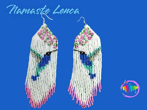 Beautiful Beaded Earring, Hummingbird Earrings, Intricate Beading, Beaded Earrings Patterns, Chic Earrings, Bird Earrings, Earrings Beaded, Miyuki Beads, Earring Patterns