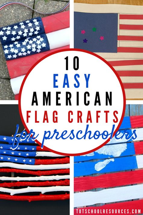 These American flag crafts are perfect for preschoolers. Whether you're looking for an at home activity or a preschool class project these 10 are all perfect for kids. Easy to do with a patriotic flair try them out for the 4th of July, Flag Day, Memorial Day, and more. #americanflag #americanflagcraft #preschoolcraft American Flag School Project, Flag Crafts For Toddlers, Preschool Flag Day Crafts, Easy Flag Craft, American Flag Art For Kids, Flag Day Crafts For Preschoolers, Flag Art Projects For Kids, Flag Crafts Preschool, Flag Day Activities For Kids