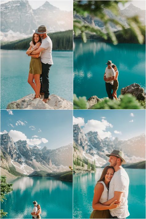 Connection Photography, Banff Elopement, Banff National Park Engagement, Lake Moraine Engagement, Lake Moraine Proposal, Adventure Engagement, Elopement Photographer, #banffnationalpark #banff #banffwedding #elopement #engagement Bergen, Canada Engagement Photos, Engagement Photos Banff, Banff Photoshoot Couple, Banff Family Photos, Banff Elopement Summer, Banff Couple Photos, Banff Picture Ideas, Banff Engagement Photos