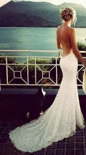 stunning back Mermaid Beach Wedding, Robes Glamour, Beach Wedding Dresses, 2015 Wedding Dresses, Mermaid Beach, Backless Wedding, Bohol, Lace Bridal Gown, Backless Wedding Dress