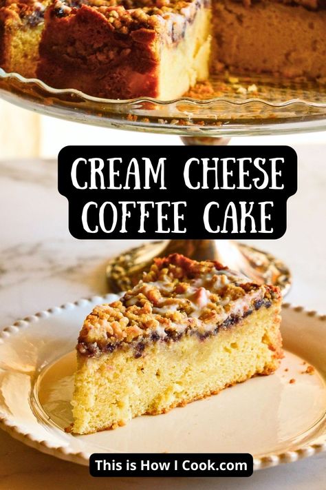 This cream cheese and jam coffee cake makes a perfect slice and is meant to be eaten with coffee. After all, it is a coffee cake! #coffeecakerecipes #coffeecakebundt #creamcheesecoffeecakerecipe #creamcheesecoffeecakeeasy #jamcoffeeCake Jam Coffee Cake, Cream Cheese And Jam, Cheese And Jam, Coffee Cake Bundt, Cheese Coffee Cake, Cream Cheese Coffee Cake, Diy Cheese, Coffee Cake Recipe, Pound Cakes