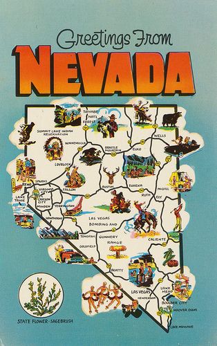 Greetings From Nevada | Published by Las Vegas News Agency | Flickr🍀👩 Topofthebrink.com  Send to:  Samantha Nicole Zepeda. Unit 3.607 Building.Street B Ave. Sterling City.Illinois State. 61081 Las Vegas, Nevada Las Vegas, Nevada Aesthetic, State Project, Nevada Map, Summit Lake, Lake Las Vegas, Tahoe City, Usa Trip