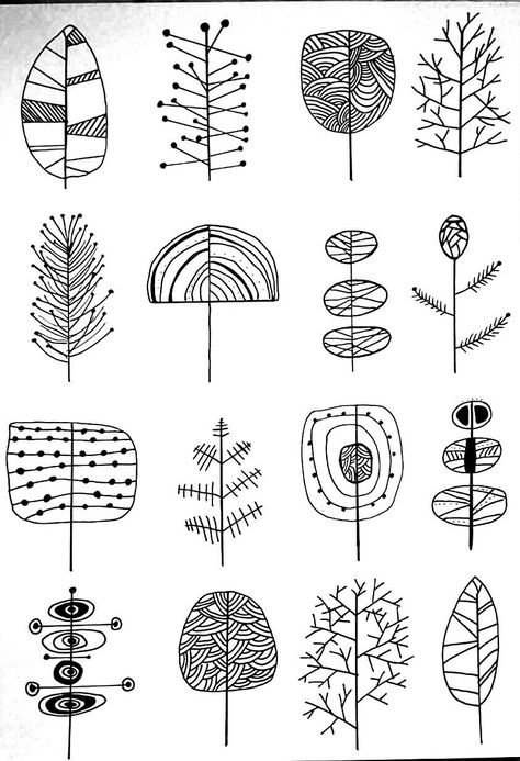 Flower Zentangle, Patterns Zentangle, Easy Zentangle, Arte Doodle, Drawing Hands, Easy Patterns, Patterns Ideas, Pola Sulam, Tree Illustration