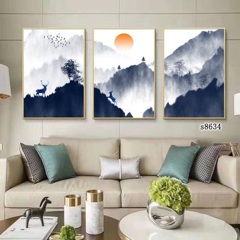 3 Canvas Art Ideas, Multiple Canvas Art, Multiple Canvas Paintings, Carillons Diy, 3 Paintings, Wall Painting Living Room, Japandi Decor, Wall Art Diy Paint, Living Room Art Prints