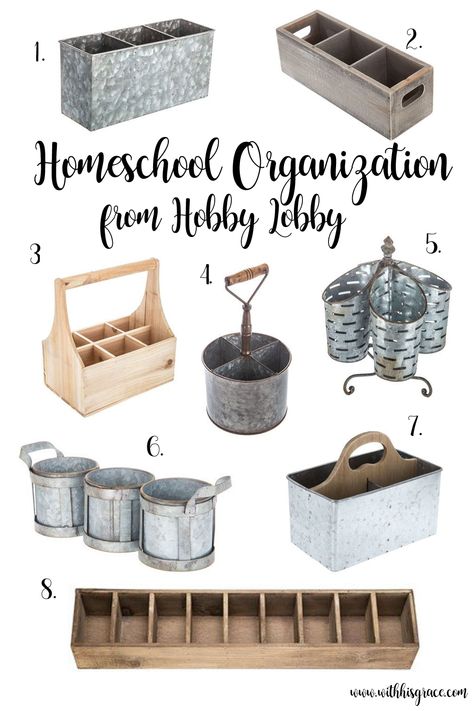 Homeschool Organization from Hobby Lobby – With His Grace Montessori, Organisation, Homeschool Basement, Homeschool Supply Organization, Farmhouse Homeschool Room Ideas, Homeschool Supplies Organization, Farmhouse Homeschool Room, Organization Homeschool, Homeschooling Room