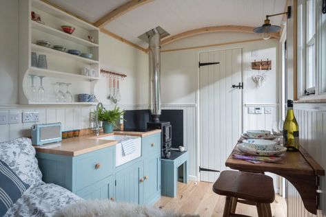 Shepherds Hut For Sale, Small Wood Burning Stove, Shepherds Huts, Shepherd Hut, Shepherd Huts, Fold Down Table, Outdoor Tables And Chairs, Shepherds Hut, Tiny House Decor