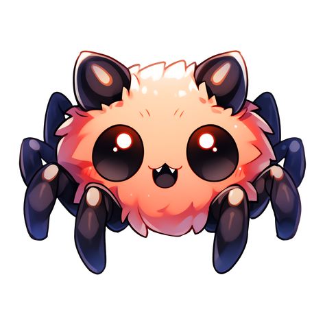 Cute Kawaii Halloween Cat Spider Sticker Cute Spiders Drawings, Kawaii Tarantula, Spider Cute Art, Spider Cat Art, Cute Halloween Art Ideas, Halloween Art Ideas Drawing, Cute Spider Art, Cute Kawaii Eyes, Cute Spider Drawing