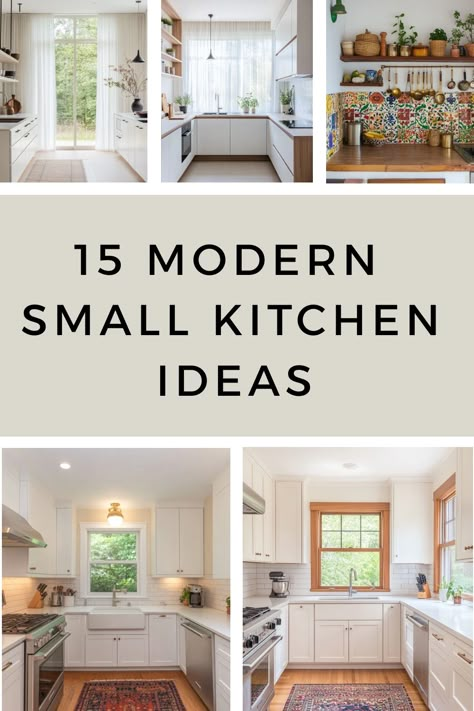 Get the perfect modern small kitchen with these tips and ideas. Tiny Modern Kitchens, Kitchen Design Ideas For Small Kitchens, Small Kitchen Inspirations Minimalist, Fitted Kitchen Ideas Small Spaces, Regular Kitchen Ideas, White Kitchen Cabinets Small Space, Small Kitchen Grey Floor, Small Kitchen Tiles Ideas Wall Design, Small Kitchen White Cabinets Ideas