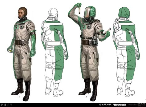 ArtStation - PREY - Scientist suit, Fred Augis Prey Space Suit, Prey 2017 Concept Art, Prey Concept Art, Scientist Concept Art, Sci Fi Scientist, Space Scientist, Arkane Studios, Scifi Artwork, Future Aesthetic