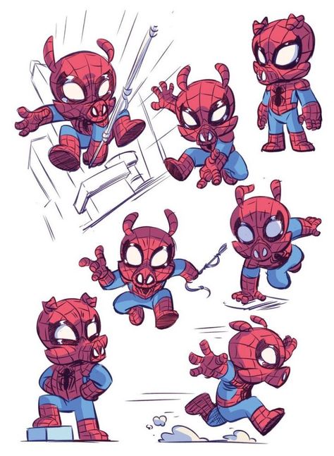 Peter Porker (Spider-Ham) Spider Ham Fanart, Derek Laufman, Pig Sketch, Deadpool Pikachu, Spiderman Tattoo, Chibi Marvel, Spiderman Shirt, Chibi Body, Spiderman Drawing