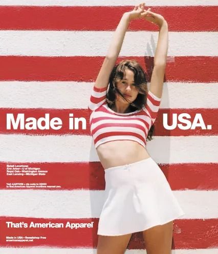 American Apparel adds second woman to its board | Fortune American Apparel Ad, East Lansing Michigan, Lifestyle Magazine, Pop Fashion, American Apparel, Male Models, American Girl, Cheer Skirts, Style Icons