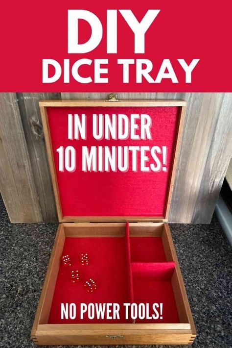 DIY Dice Tray - How To Make In Under 10 Minutes - Restore Decor & More Diy Dnd Dice Tray, Dice Tray Diy, Dice Box Diy, Diy Dice Tray, Dnd Dice Tray, Diy Dice, Tray Diy, Dice Box, Dice Tray