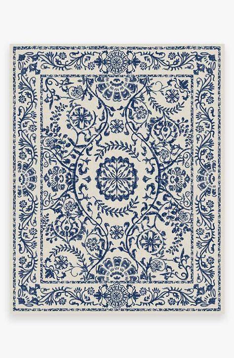 Delphina Delft Blue Rug | Washable Rug | Ruggable Kitchen Open Concept, Mediterranean Houses, Coral Rug, Blue And White Rug, Black White Rug, Ruggable Rug, Navy Blue Rug, Florida House, Delft Blue