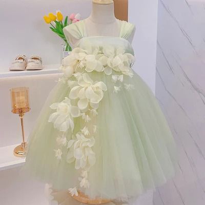 Princess Dress – Page 14 – marryshe Flower Girl Dress Baby, Tea Length Tulle, Flower Girls Dress, Crinoline Skirt, Kids Formal, Princess Silhouette, Dress Baby Girl, Green Tulle, Infant Flower Girl Dress