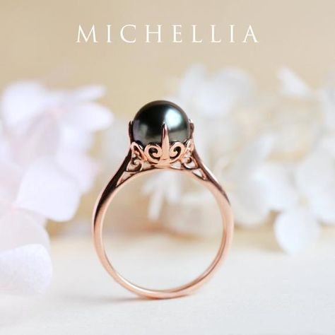 Pearl Engagement Ring Vintage, Tahitian Pearl Ring, Black Pearl Ring, Pearl Rings Vintage, Perfect Pearls, Presents Ideas, Pink Morganite Engagement Ring, Pearl Engagement Ring, Venetian Masks