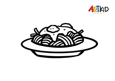 This picture belongs to one of our easy drawing and coloring videos on our YouTube channel. You will find the link to download the high quality outline picture in the description of the video. Spaghetti Drawing, Colouring For Kids, Spaghetti Easy, Drawing And Colouring, Outline Pictures, Coloring Videos, Oil Pastel Drawings, Easy Drawing, Pastel Drawing