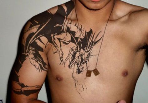 150 Best Shoulder Tattoos For Men (2021) Tribal Designs To Arm, Chest, Neck Review Aesthetic, Shoulder Piece Tattoo, Shoulder Tattoos For Females, Upper Shoulder Tattoo, Dragon Tattoo Shoulder, Dragon Tattoo Chest, Front Shoulder Tattoos, Girl Shoulder Tattoos, Cool Shoulder Tattoos