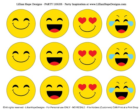 http://lillianhopedesigns.com/emoji-party-free-emoji-printables/                                                                                                                                                     More Emoji Crafts For Kids, Printable Emoji Faces Free, Emotions Emojis Printable, Free Emoji Printables, Emoji Classroom Theme, Girls Emoji Birthday Party, Emoji Printables, Emoji Craft, Emoji Diy