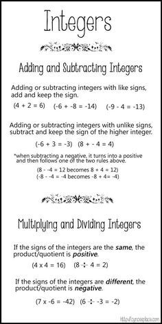 FREE Integers Chart Negative Numbers Anchor Chart, Integers Anchor Chart, Rational Numbers Worksheet, Operations With Integers, Number Anchor Charts, Multiplying And Dividing Integers, Adding And Subtracting Integers, Negative Integers, Integers Worksheet