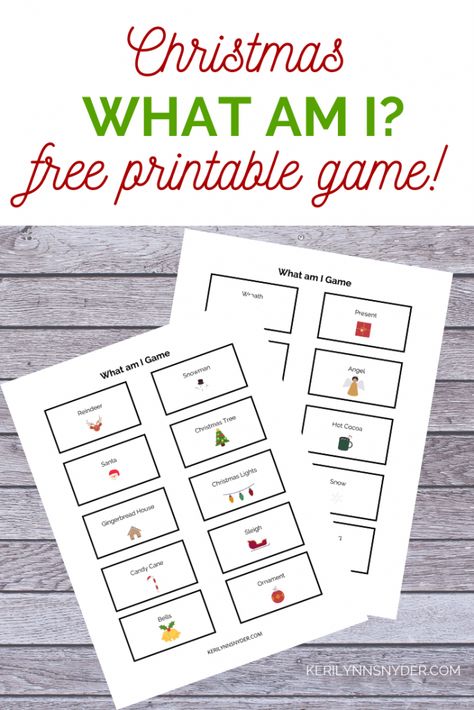 Guess Who Christmas Game, Who Am I Christmas Game Printable, What Am I Game For Kids, Guess Whats In The Stocking Game, Who Am I Christmas Game, Christmas Who Am I Game, Christmas Pictionary Game Free Printable, Free Printable Christmas Games, Free Christmas Games