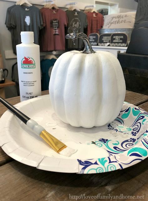 Painted Buffalo Plaid Pumpkin {Step-by-Step Tutorial} - Love of Family & Home Plastic Pumpkins Makeover, Painting Plaid, Painted Buffalo, Pottery Barn Pumpkin, Pumkin Decoration, Plaid Pumpkins, Canon M50, Craft Pumpkins, Train Pumpkin