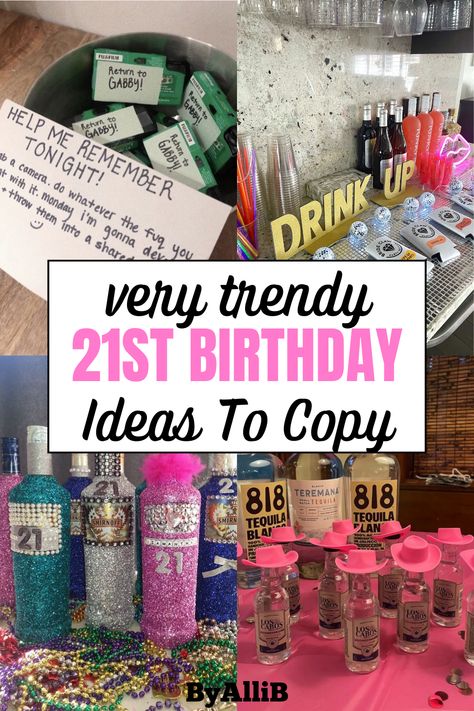 Pinterest Famous 21st Birthday Party Ideas You Can Copy This Year Cheap 21st Birthday Gifts, 21st Diy Decorations, Ideas For A 21st Birthday Party, Birthday Party 21 Ideas, 21 St Birthday Decoration Ideas, 21st Book Signing Ideas, Birthday Gifts For 21st Birthday, 21 Year Old Birthday Gifts For Her, 21st Birthday Alcohol Gift Ideas