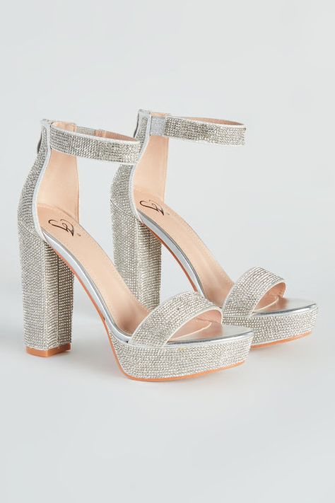 Women's Everyday, Semi-Formal & Formal Occasion Attire | Windsor Fancy Winter Shoes, Silver Sparkly Heels Short, White Sparkle Heels, Prom Shoes Comfortable, Winter Formal Shoes, Banquet Outfits, Ball Heels, Grad Jewelry, Hoco Heels