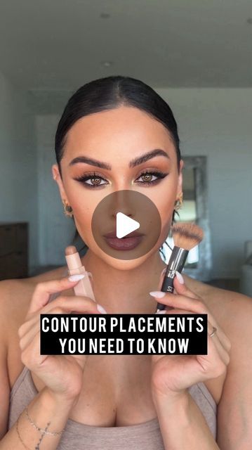 Christen Dominique on Instagram: "These three contour placements will change your face!🤯  Contour @fentybeauty Mocha03 Brush @itcosmetics No.7  #contour #contourplacement #contourtutorial #makeup #makeuptutorial #makeuphacks" Contouring And Highlighting Oval Face, Best Nose Contour Product, Nose Contour Before And After, Angelina Jolie Contour, How To Choose Contour Shade, Face Sliming Contour, Contour Makeup For Round Face Shape, Best Body Makeup, Contour Slimmer Face