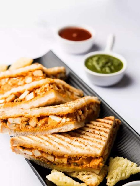 How to make high-protein Paneer Tikka Sandwich | Times of India Paneer Tikka Sandwich, Tandoori Paneer Sandwich, Tikka Sandwich, Paneer Sandwich Recipe, Paneer Sandwich, Grilled Paneer, Paneer Makhani, Tandoori Paneer, Paneer Tikka